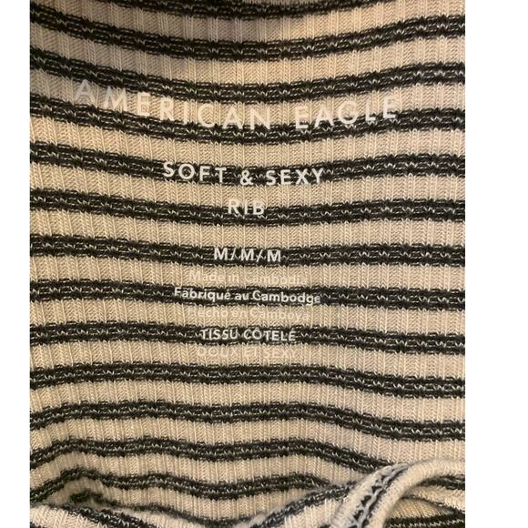 American Eagle Ribbed Striped Ruffle Tank Top Cami Size Medium - Picture 3 of 10